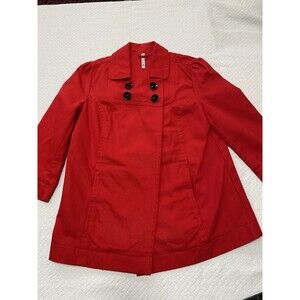 [TALL] Old Navy Vibrant Red Short Double-Breasted Trench Coat - M